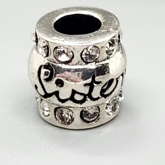 925 IBB Sterliing Silver Sister Charm with crystals - Picture 1 of 2